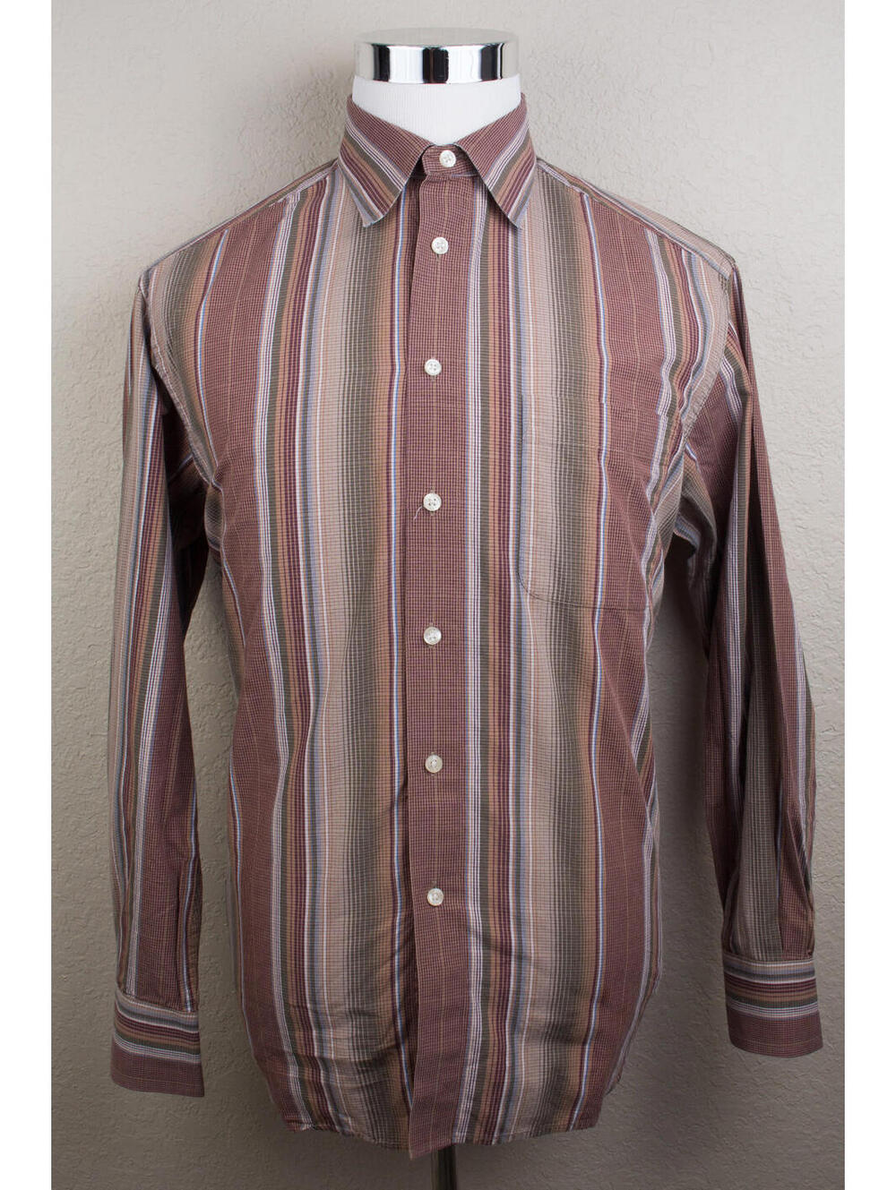 Men's Robert Graham R & G Striped Checkered Multi Color Flip Cuff Shirt Sz L
